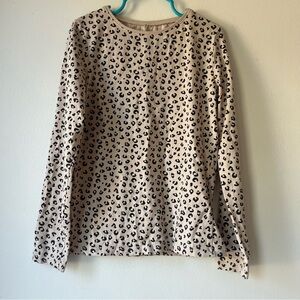 🌼 5/$20 H&M Girls Leopard Print Long Sleeve Top Size 6-8Y Neutral Animal Print